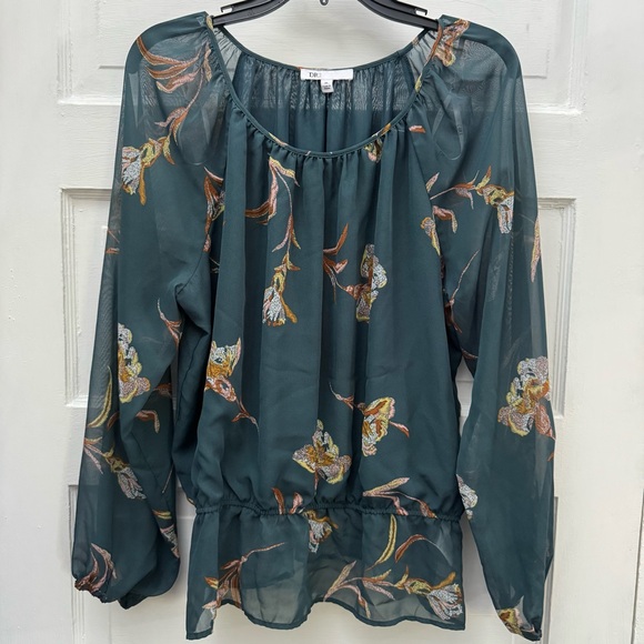 Tops - Peplum Floral Blouse DR2 Women XL Sheer Long Sleeve